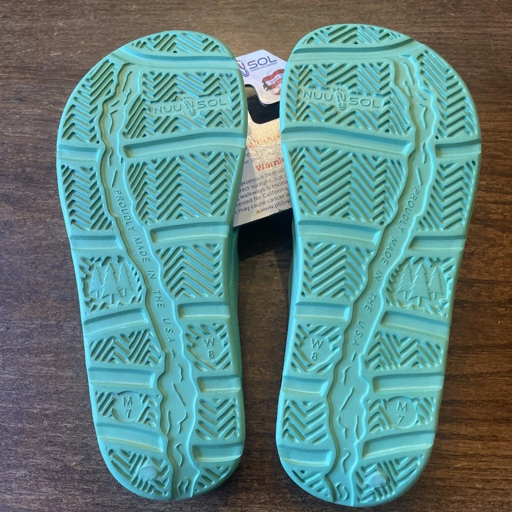 NuuSol Cascade Sage Green W 8 M 7 Flip Flops New Made In The USA